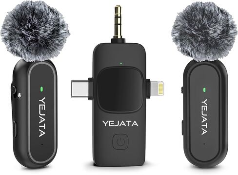 YEJATA Lavalier Microphone for iOS/Android Phone/Camera/Computer/Laptop, Professional Dual Lapel Microphone with Lightning/USB-C/3.5mm/USB Plug for Video Recording, Vlog, YouTube, TikTok in Saudi Arabia