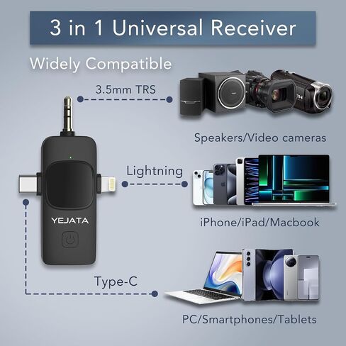YEJATA Lavalier Microphone for iOS/Android Phone/Camera/Computer/Laptop, Professional Dual Lapel Microphone with Lightning/USB-C/3.5mm/USB Plug for Video Recording, Vlog, YouTube, TikTok in Saudi Arabia