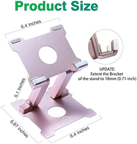 Quality Tablet Stand,Adjustable Foldable Eye-Level Aluminum Solid Up to 15-in Tablets Holder for Microsoft Surface Series Tablets,iPad Series,Samsung Galaxy Tabs,Amazon Kindle Fire,Etc.Silver in Kuwait
