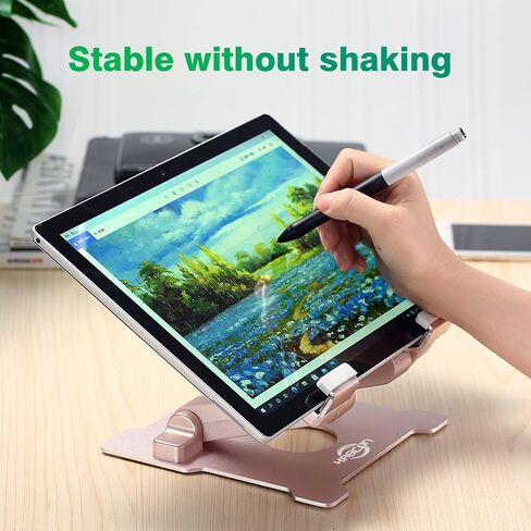Quality Tablet Stand,Adjustable Foldable Eye-Level Aluminum Solid Up to 15-in Tablets Holder for Microsoft Surface Series Tablets,iPad Series,Samsung Galaxy Tabs,Amazon Kindle Fire,Etc.Silver in Kuwait