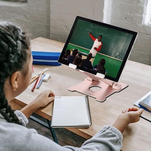 Quality Tablet Stand,Adjustable Foldable Eye-Level Aluminum Solid Up to 15-in Tablets Holder for Microsoft Surface Series Tablets,iPad Series,Samsung Galaxy Tabs,Amazon Kindle Fire,Etc.Silver in Kuwait