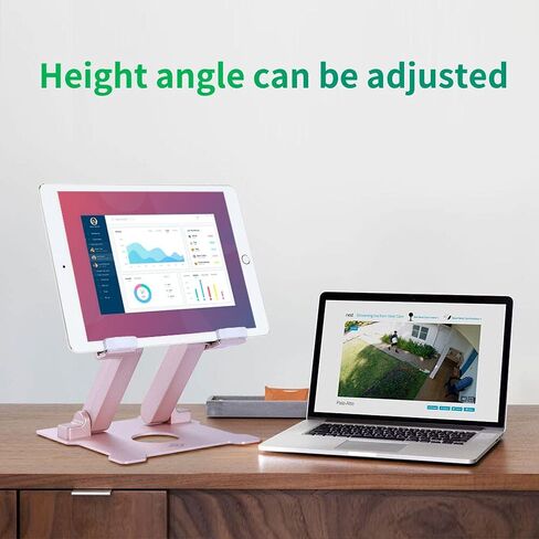 Quality Tablet Stand,Adjustable Foldable Eye-Level Aluminum Solid Up to 15-in Tablets Holder for Microsoft Surface Series Tablets,iPad Series,Samsung Galaxy Tabs,Amazon Kindle Fire,Etc.Silver in Kuwait