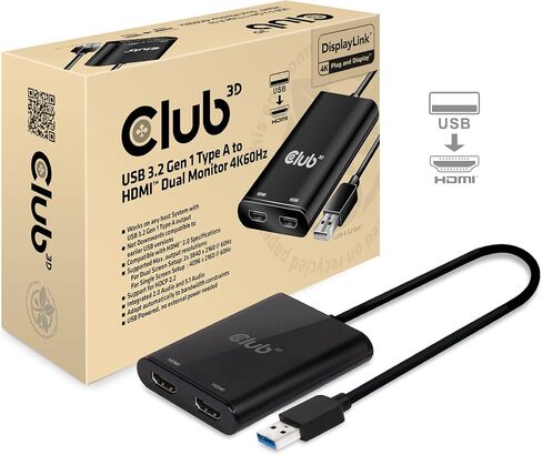 Club3D CSV-1474 USB 3.2 Gen1 Type A to HDMI Dual Monitor 4K60Hz in Saudi Arabia