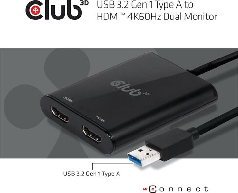 Club3D CSV-1474 USB 3.2 Gen1 Type A to HDMI Dual Monitor 4K60Hz in Saudi Arabia