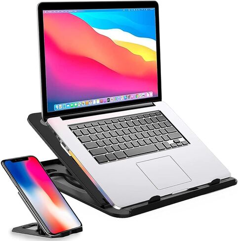 KEROLFFU Laptop Stand Cooler with Rotating Base 360degree,Phone Stand Include, Portable Foldable Laptop Riser for 10 to 17" Notebook (Suits MacBook/Air) in Kuwait