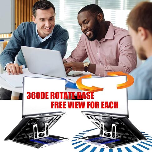 KEROLFFU Laptop Stand Cooler with Rotating Base 360degree,Phone Stand Include, Portable Foldable Laptop Riser for 10 to 17" Notebook (Suits MacBook/Air) in Kuwait