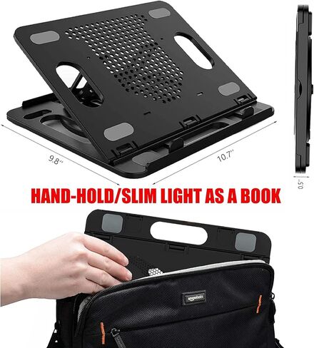 KEROLFFU Laptop Stand Cooler with Rotating Base 360degree,Phone Stand Include, Portable Foldable Laptop Riser for 10 to 17" Notebook (Suits MacBook/Air) in Kuwait