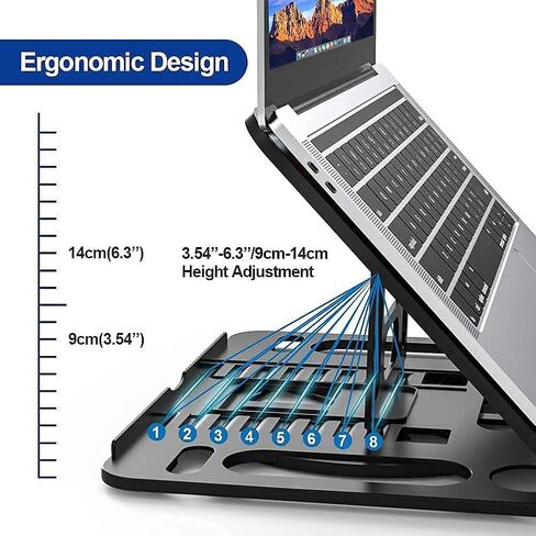 KEROLFFU Laptop Stand Cooler with Rotating Base 360degree,Phone Stand Include, Portable Foldable Laptop Riser for 10 to 17" Notebook (Suits MacBook/Air) in Kuwait