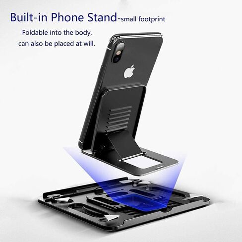 KEROLFFU Laptop Stand Cooler with Rotating Base 360degree,Phone Stand Include, Portable Foldable Laptop Riser for 10 to 17" Notebook (Suits MacBook/Air) in Kuwait