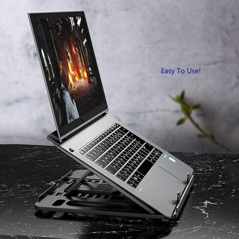 KEROLFFU Laptop Stand Cooler with Rotating Base 360degree,Phone Stand Include, Portable Foldable Laptop Riser for 10 to 17" Notebook (Suits MacBook/Air) in Kuwait