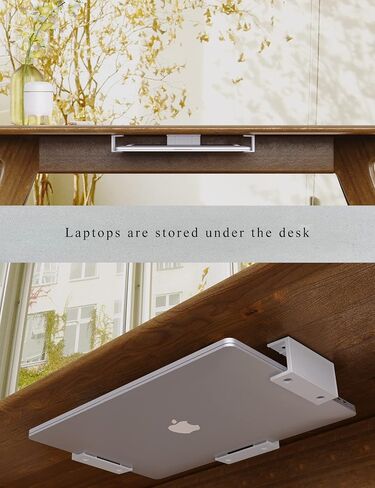Under Desk Laptop Mount Under Desk Laptop Drawer with Adhesive & Screw Fit for Macbooks, Keyboard, Routers, Modems, Cable Box, Network Switch and More (Black) in Saudi Arabia