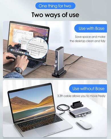 LENTION USB C Docking with 4K@60Hz HDMI, USB 3.0/2.0, Gigabit Ethernet, 100W PD & Aux Adapter for 2023-2016 MacBook Pro/Mac Air/Surface/Steam Deck, More, Stable Driver Certified (CB-D53s, Silver) in Saudi Arabia