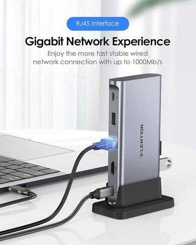 LENTION USB C Docking with 4K@60Hz HDMI, USB 3.0/2.0, Gigabit Ethernet, 100W PD & Aux Adapter for 2023-2016 MacBook Pro/Mac Air/Surface/Steam Deck, More, Stable Driver Certified (CB-D53s, Silver) in Saudi Arabia