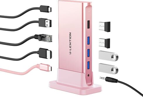 LENTION USB C Docking with 4K@60Hz HDMI, USB 3.0/2.0, Gigabit Ethernet, 100W PD & Aux Adapter for 2023-2016 MacBook Pro/Mac Air/Surface/Steam Deck, More, Stable Driver Certified (CB-D53s, Silver) in Kuwait