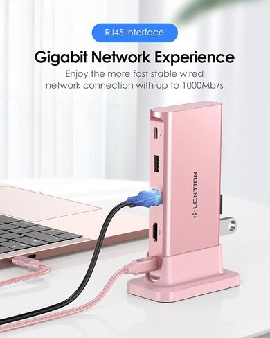 LENTION USB C Docking with 4K@60Hz HDMI, USB 3.0/2.0, Gigabit Ethernet, 100W PD & Aux Adapter for 2023-2016 MacBook Pro/Mac Air/Surface/Steam Deck, More, Stable Driver Certified (CB-D53s, Silver) in Kuwait