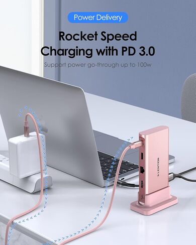 LENTION USB C Docking with 4K@60Hz HDMI, USB 3.0/2.0, Gigabit Ethernet, 100W PD & Aux Adapter for 2023-2016 MacBook Pro/Mac Air/Surface/Steam Deck, More, Stable Driver Certified (CB-D53s, Silver) in Kuwait
