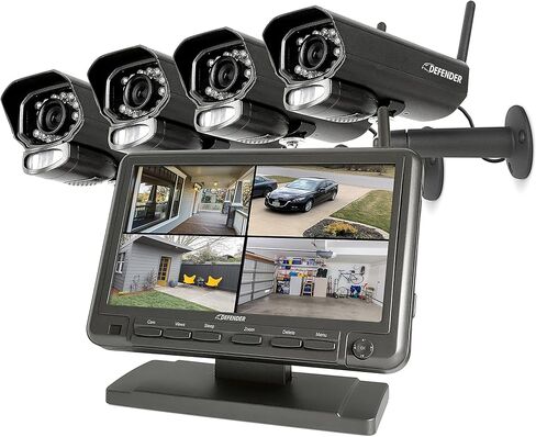 نظام أمان Defender PhoenixM2 - كاميرا نظام أمان لاسلكي داخلي وخارجي مع شاشة LCD - نظام أمان للأعمال والمنزل - طاقة إضافية، لا يتطلب اتصال WiFi (كاميرتين) in Kuwait