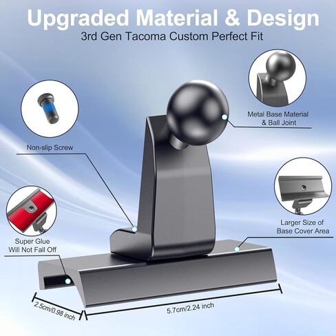 حامل هاتف سيارة مغناطيسي مطور لسيارة Toyota Tacoma 2016-2023، الجيل الثالث من Tacoma Dashboard Clip حامل الهاتف الخليوي قابل للتعديل 20x حامل هاتف مغناطيسي قوي للغاية مناسب لجميع الهواتف الذكية in Kuwait