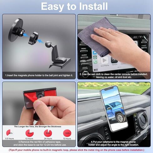 حامل هاتف سيارة مغناطيسي مطور لسيارة Toyota Tacoma 2016-2023، الجيل الثالث من Tacoma Dashboard Clip حامل الهاتف الخليوي قابل للتعديل 20x حامل هاتف مغناطيسي قوي للغاية مناسب لجميع الهواتف الذكية in Kuwait