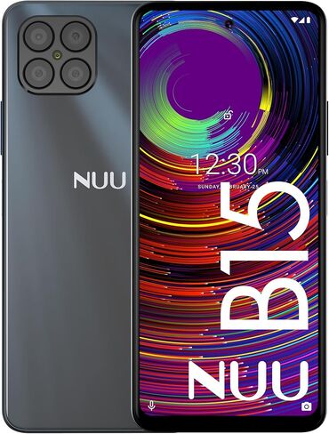 NUU B15 Unlocked Android Cell Phone, Dual SIM 4G, 6.78'' Full HD+ Display, 90Hz, Quad-Camera 48 MP, 4GB + 128GB, 5000 mAh, 18W Fast Charge, Black, US Warranty & Hotline Support in Kuwait