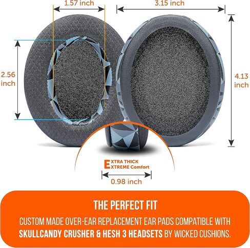 WC Freeze Crusher - Cooling Gel Earpads for Skullcandy Crusher & Hesh 3 | Made by Wicked Cushions | Also fits Crusher ANC 2, Crusher 720 & 1080 | Soft Memory Foam, Cooler for Longer | Black in Kuwait
