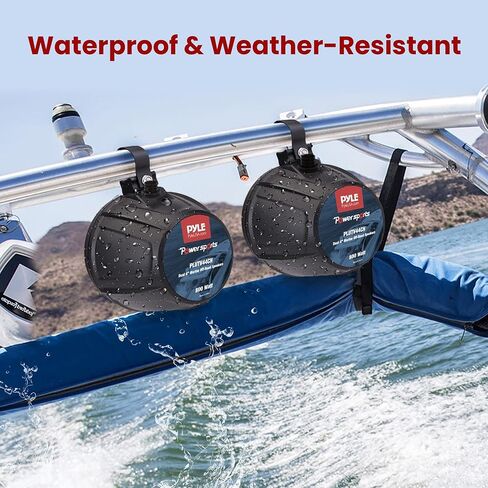 Pyle Waterproof Off-Road Speakers with Amplifier - 4-Inch Marine Grade Speakers for Outdoor Audio - 1500W 4-Channel System - ATV, UTV, Quad, Jeep, Boat Compatible in Saudi Arabia