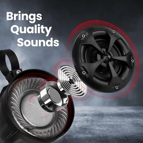 Pyle Waterproof Off-Road Speakers with Amplifier - 4-Inch Marine Grade Speakers for Outdoor Audio - 1500W 4-Channel System - ATV, UTV, Quad, Jeep, Boat Compatible in Saudi Arabia