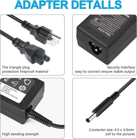65W Laptop Charger for Dell OptiPlex 9010 9020 3020 3040 3050 3060 3070 7050 7060 7070 D10U D08U D09U Micro Desktop Power Supply Adapter AC Adapter for Dell Inspiron 15 5000 7000 Series in Saudi Arabia
