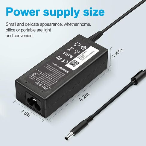 65W Laptop Charger for Dell OptiPlex 9010 9020 3020 3040 3050 3060 3070 7050 7060 7070 D10U D08U D09U Micro Desktop Power Supply Adapter AC Adapter for Dell Inspiron 15 5000 7000 Series in Saudi Arabia