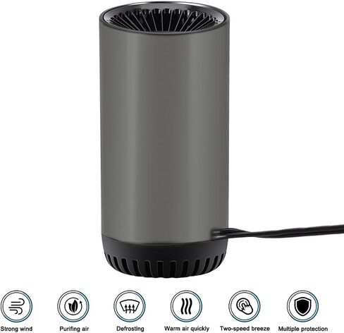 YOMTOVM 2 in1 Portable 12V Car Heater Defroster Defogger Windshield, Car Warm Air Blower, Fast Heating & Cooling, Heater and Cooler Fan, 180° Rotating, with Cigarette Lighter and Suction Bracket,150W in Kuwait