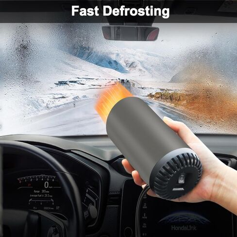 YOMTOVM 2 in1 Portable 12V Car Heater Defroster Defogger Windshield, Car Warm Air Blower, Fast Heating & Cooling, Heater and Cooler Fan, 180° Rotating, with Cigarette Lighter and Suction Bracket,150W in Kuwait