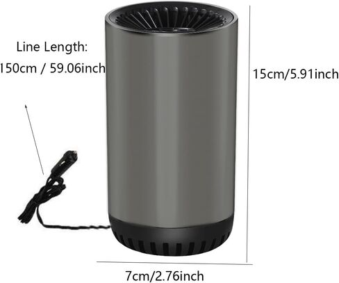 YOMTOVM 2 in1 Portable 12V Car Heater Defroster Defogger Windshield, Car Warm Air Blower, Fast Heating & Cooling, Heater and Cooler Fan, 180° Rotating, with Cigarette Lighter and Suction Bracket,150W in Kuwait