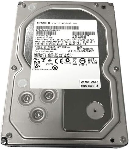 قرص صلب داخلي من Hitachi Ultrastar 7K3000 3TB 64MB Cache 7200RPM SATA 3.0 جيجا بايت/ثانية 3.5 بوصة Heaty-Duty لنظام المراقبة RAID وNAS, PC/MAC (تجديد) in Saudi Arabia