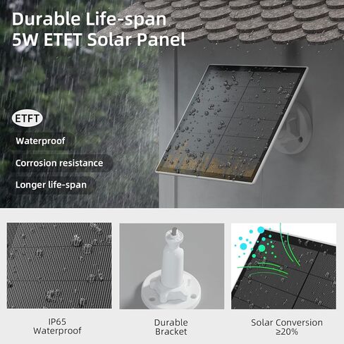 لوحة شمسية لكاميرا الأمن اللاسلكية 3 وات، متوافقة مع كاميرا المراقبة في الهواء الطلق تعمل بالبطارية القابلة لإعادة الشحن، منفذ Micro USB .. in Kuwait