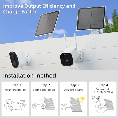 لوحة شمسية لكاميرا الأمن اللاسلكية 3 وات، متوافقة مع كاميرا المراقبة في الهواء الطلق تعمل بالبطارية القابلة لإعادة الشحن، منفذ Micro USB .. in Kuwait