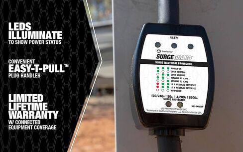 Southwire Surge Protector 120V 30AMP P&R - RV Surge Protector - 30 Amp RV Surge Unit - اختبار الدائرة - شاشة الجهد LED - أسود - سلامة الطاقة في المخيم in Kuwait