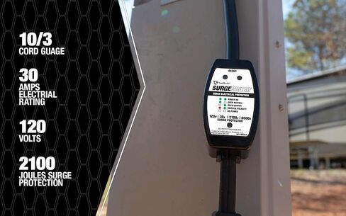 Southwire Surge Protector 120V 30AMP P&R - RV Surge Protector - 30 Amp RV Surge Unit - اختبار الدائرة - شاشة الجهد LED - أسود - سلامة الطاقة في المخيم in Kuwait