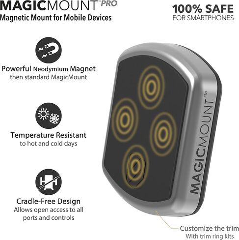 حامل هاتف السيارة المغناطيسي العالمي Scosche MPWD2-XTPR MagicMount™ Pro على الزجاج الأمامي أو لوحة القيادة مع كوب الشفط، المنزل، المكتب، أسود، فضي in Kuwait