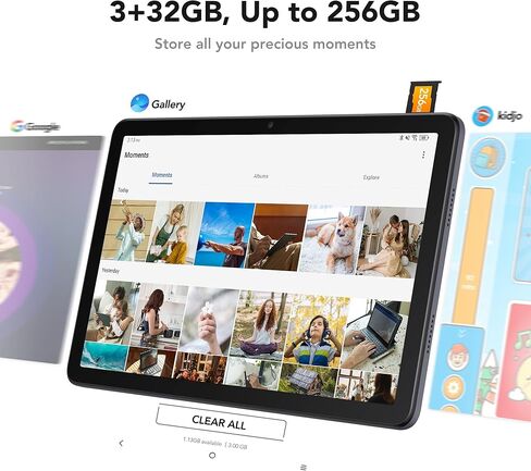 TCL تابلت تاب 10 اس 10.1 انش FHD، 8000mAh، تخزين 32GB (حتى 256GB) ذاكرة RAM 3GB، واي فاي اندرويد، رمادي مطفي in Kuwait