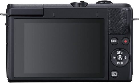 Canon EOS M200 with 15-45mm Lens & Tripod (3699C009) (Black) Bundle | For Photography & Video | Digital Camera + 64GB Memory Card + Cleaning Kit + Card Reader + Cap Keeper + Hand Strap + Case in Saudi Arabia