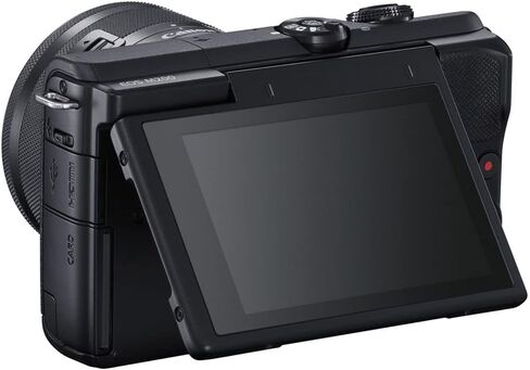 Canon EOS M200 with 15-45mm Lens & Tripod (3699C009) (Black) Bundle | For Photography & Video | Digital Camera + 64GB Memory Card + Cleaning Kit + Card Reader + Cap Keeper + Hand Strap + Case in Saudi Arabia