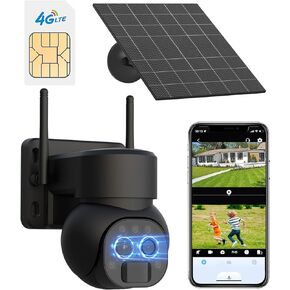 كاميرا 4G LTE Secuiryt مع تكبير هجين 12X، كاميرا CCTV مزدوجة العدسة تعمل بالطاقة الشمسية مع بطارية 9000 مللي أمبير في الساعة، بطاقة Sim 300 ميجابايت، لوحة شمسية 5 وات، كاميرا عرض PTZ 360 درجة، رؤية ليلية وأضواء كاشفة، صوت ثنائي الاتجاه in Kuwait