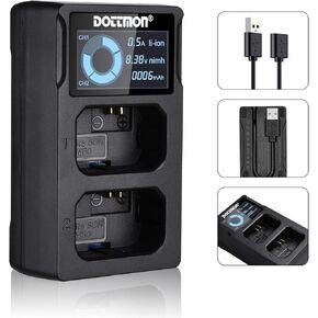 شاحن بطارية بفتحة مزدوجة لبطاريات سوني NP FW50 لبطاريات سوني الفا A6400 وA6000 وA6300 وA6500 وA5100 وA7II وA7RII وA7SII وA7S وA7S2 وA7R وA7RII وA55 وRX10 وغيرها in Kuwait