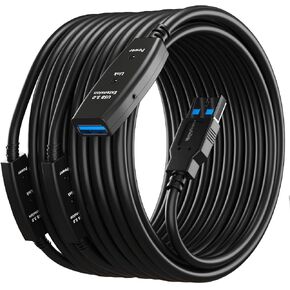 MutecPower 50 Feet Active USB Extension Cable 3.0 Male to Female with 2 Extension chipsets Signal Booster - Active Extension/Repeater Cord 15 Meters / 50 Feet (AC Power Supply Included) in Kuwait