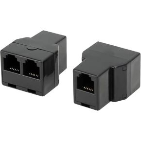 Uvital Phone Jack Splitter 50 Pack, 1 Female to 2 Female, RJ12 6P6C, Black | Phone Line Splitter, Phone Line Cable Connector and Separator for Phone, Fax or Phone Device Use in Kuwait