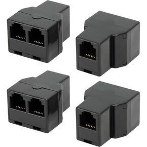 Uvital Phone Jack Splitter 50 Pack, 1 Female to 2 Female, RJ12 6P6C, Black | Phone Line Splitter, Phone Line Cable Connector and Separator for Phone, Fax or Phone Device Use in Saudi Arabia