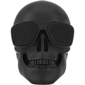 مكبر صوت VIGROS Skull مكبر صوت صغير محمول يعمل بتقنية البلوتوث، متوافق مع أجهزة الكمبيوتر المكتبية/الكمبيوتر المحمول/الهاتف المحمول/مشغل MP3/MP4 لديكورات الهالوين وحفلات الهدايا الفريدة