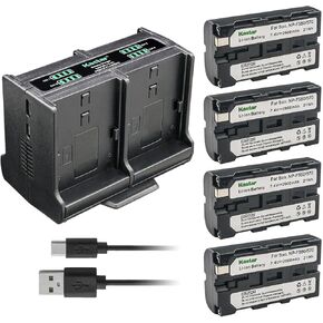 بطارية Kastar مكونة من قطعتين وشاحن رباعي متوافق مع كاميرا Sony DCR-TR7100 DCR-TR8000 DCR-TR8100 DCR-TRU47 DCR-TRV103 DCR-TRV110 DCR-TRV120 DCR-TRV125 DCR-TRV130 DCR-TRV203 DCR-TRV210 in Kuwait