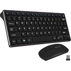 Wireless Keyboard Mouse Combo 2.4G Compatible with Computer Dell Windows xp/7/8/10 Linux Android Mac OS Mini Compact USB Wired 60% Ultra Thin Small Keypad and Mice Cordless Black in Kuwait