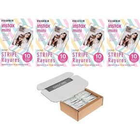فيلم Fujifilm Instax Mini Stripe الفوري، 4 عبوات من 10 = 40 لقطة حزمة كبيرة in Kuwait